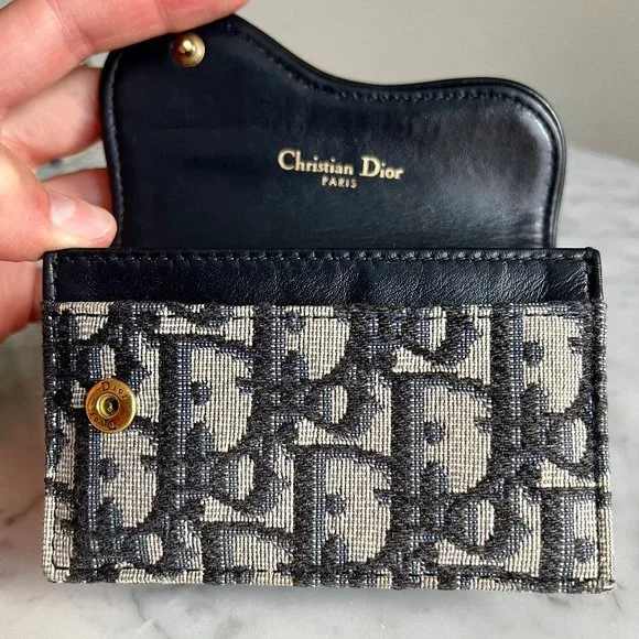 Blue Dior Oblique Jacquard Saddle Flap Card Holder *Authentic* - Picture 8 of 16